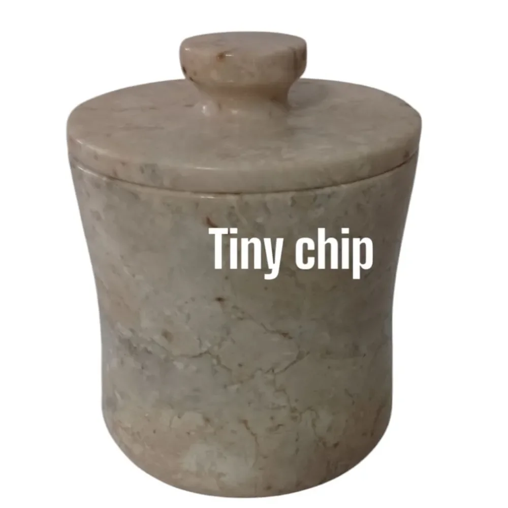 Vintage Travertine Marble Canister Bathroom HEAVY Beige Natural Stone Farmhouse.